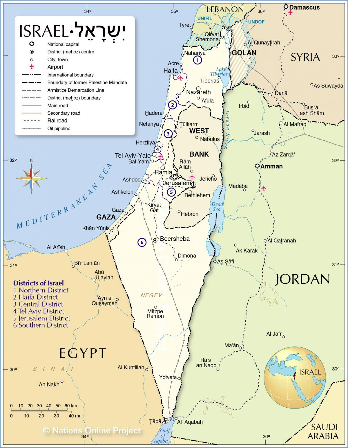 Israel en un mapa