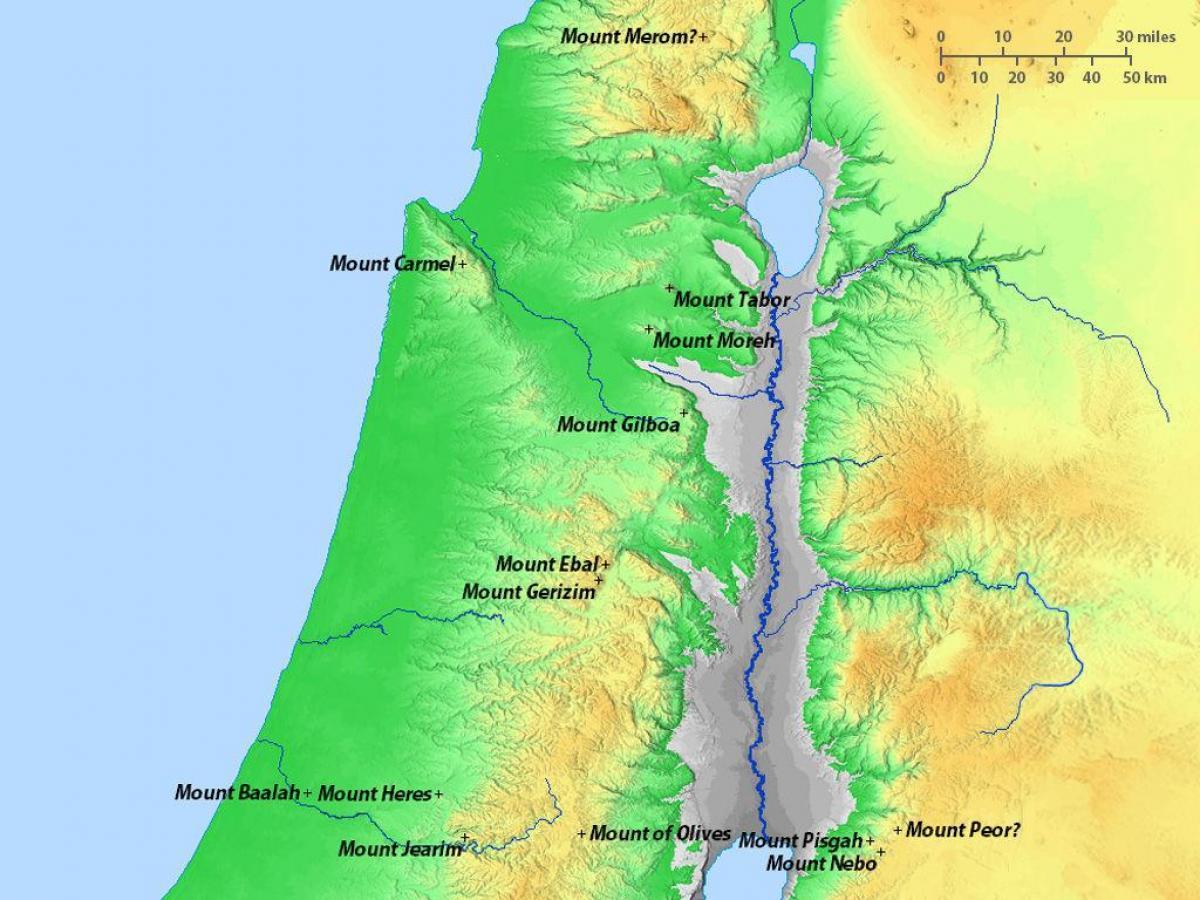Mapa de las montañas de Israel