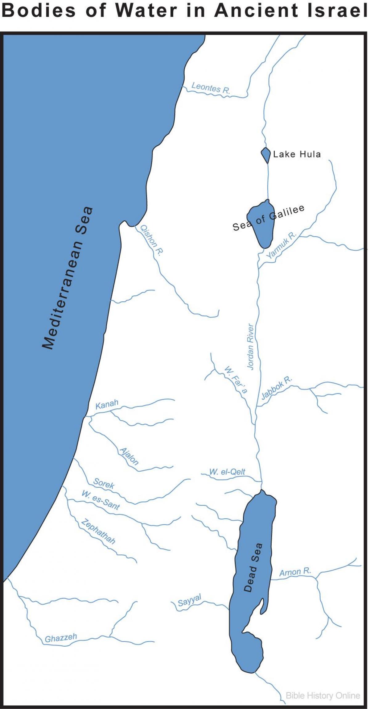 Mapa de los ríos de Israel