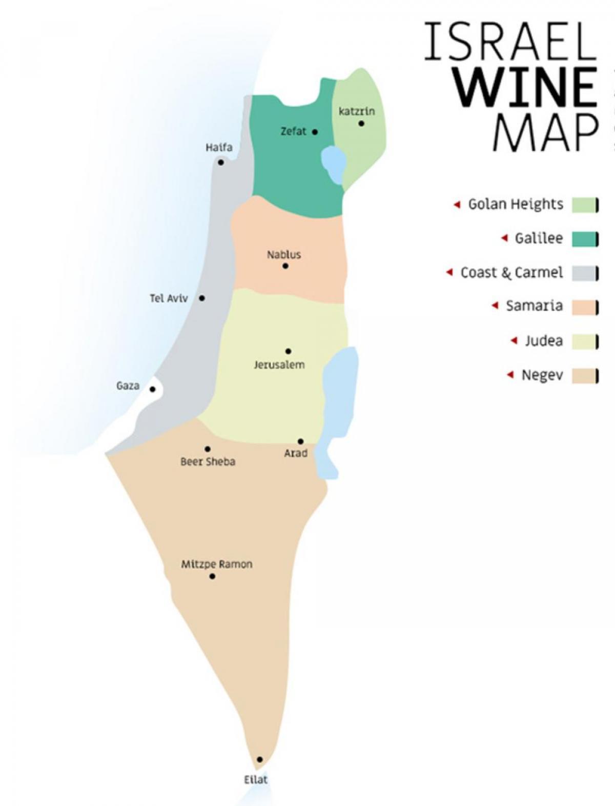 Mapa de los viñedos de Israel