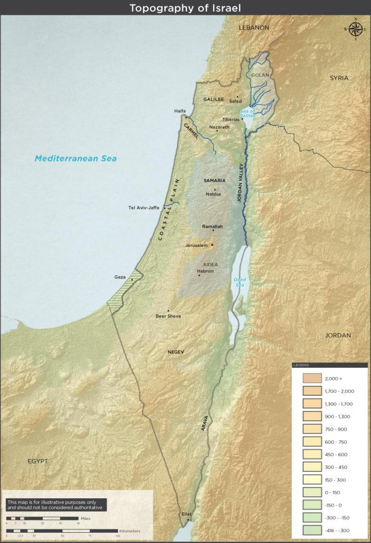 Mapa topográfico de Israel